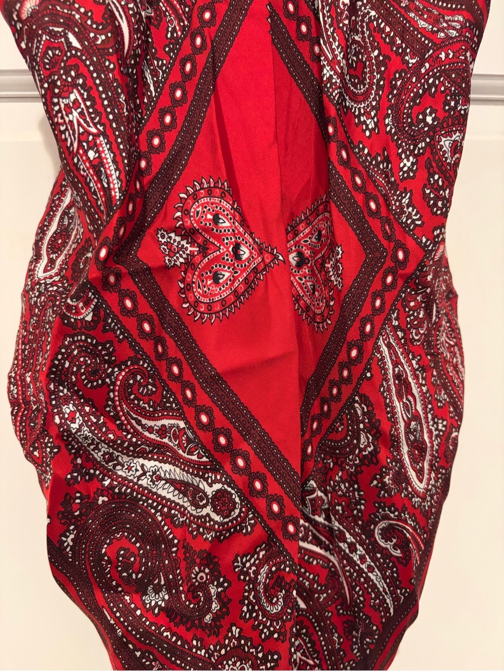 Diane Von Furstenberg Red Paisley Halter Scarf Top - Picture 11 of 14